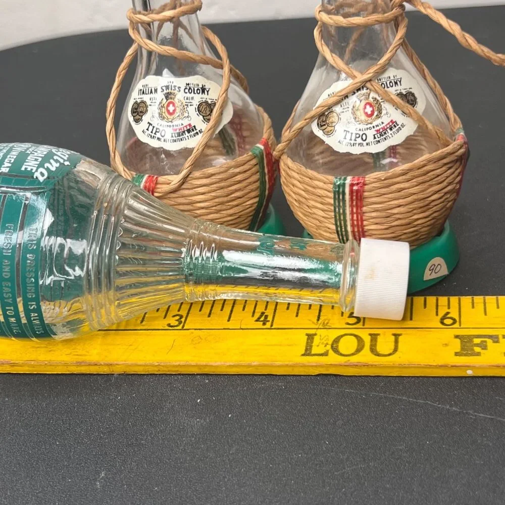 2 Italian Swiss Colony1952 Decorative Bottles & Regina Wine Vinegar Salt Shaker